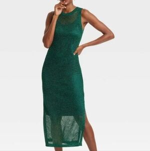 a new day knit metallic Green Sleeveless Dress